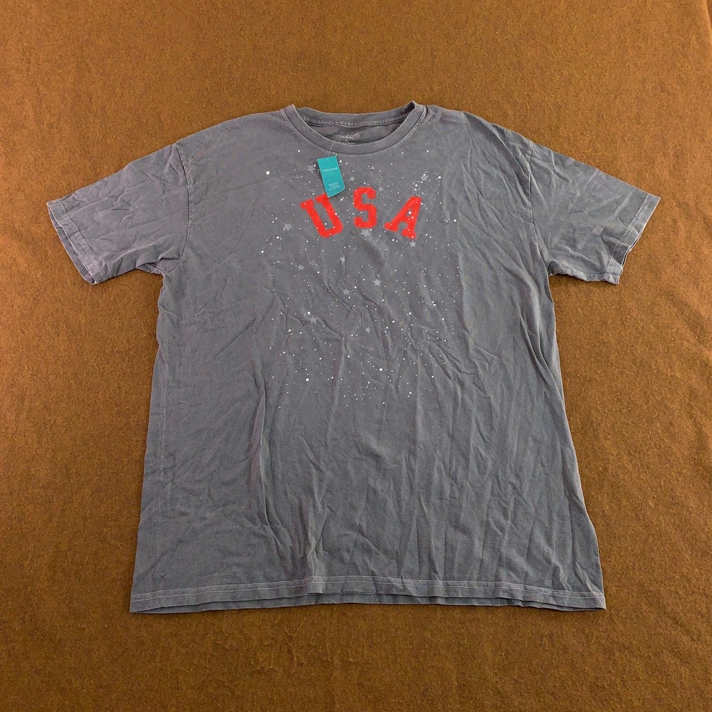 Maurices Womens XL Gray USA Star Graphic Relaxed Fit T-Shirt NWT
